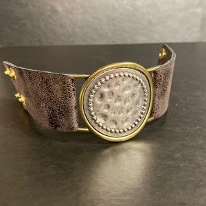 Yik Fung Leather Medallion Bracelet